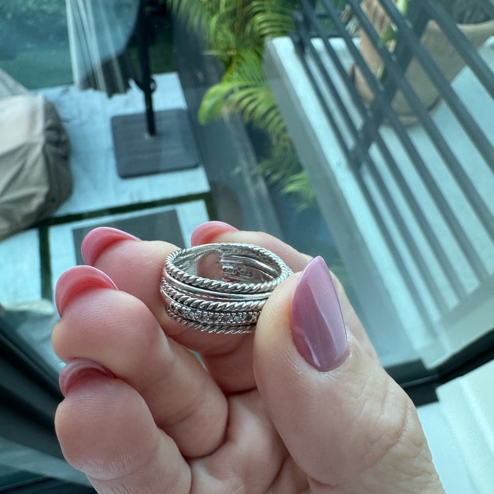David Yurman Silver Stacked Rings - Picture 5 of 6